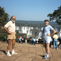 Herb and Joe Keller at Iguassue Falls in Brazil, 1985.