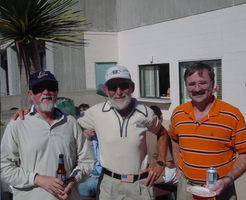 Jim Bunch, Herb Keller, and Randy Bank at UCSD, drinking beer.