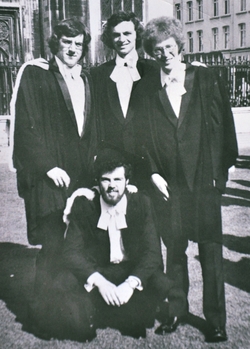 Graduating from Cambridge in June 1975; Andrew is standing in the middle