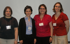 Maya Mincheva (University of Wisconsin, Madison), Mihaela Predescu (Bentley College), Christina Hayes (Gettysburg College), and Anne Catlla (Duke University); courtesy of AWM
