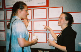 Hinke Osinga (University of Bristol) with her AWM mentee Elizabeth Zollinger (Boston University); photograph by Susan Whitehouse, SIAM Membership Manager