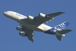 A380 aircraft in flight; Courtesy of Airbus UK