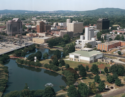 Aerial view of downtown Huntsville; photograph courtesy of the Huntsville Convention & Visitors Bureau